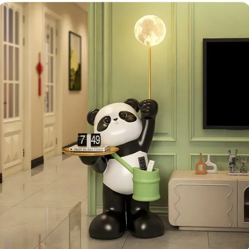 

Creative Panda Sculpture Large Living Room Led Floor Lamp Decoration Bedroom Nightstand Cartoon Small Coffee Table