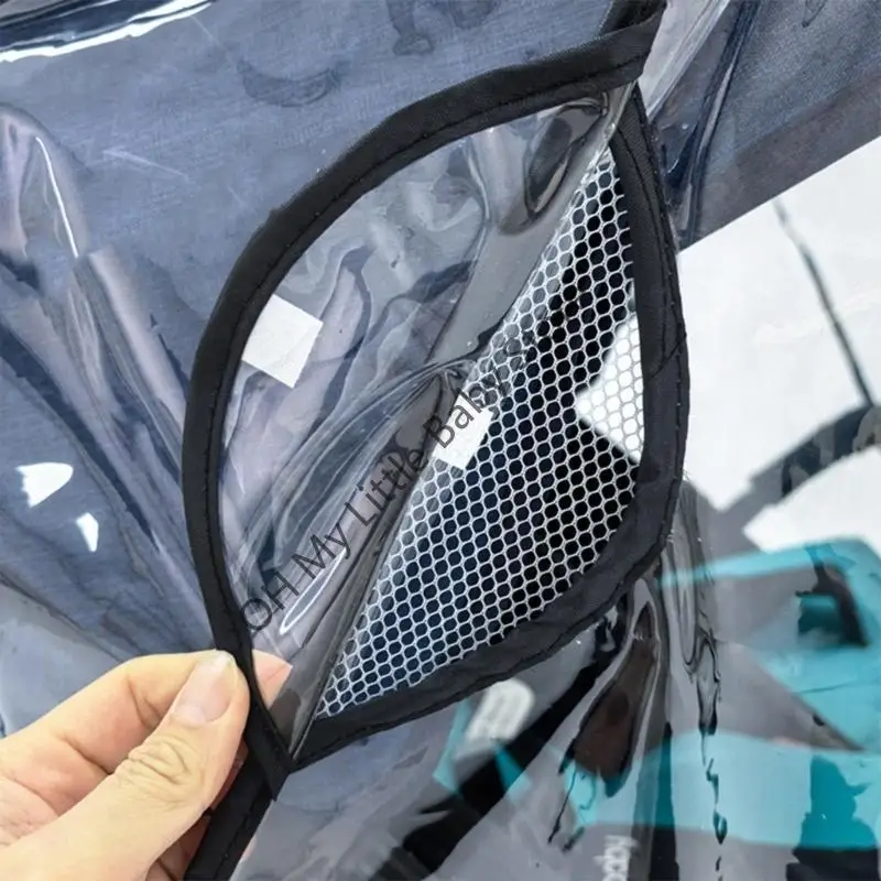 M76C عربات مزدوجة غطاء للمطر معطف واق من المطر إيفا تصميم جيد التهوية جيب تخزين مناسب للاستخدام الخارجي للطفل التوأم #5