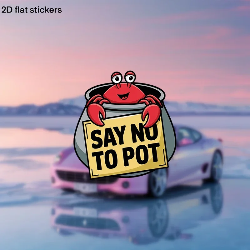 4개/세트 만화 게 모양 '쓰레기를 거부하세요' 데칼 - 노트북, 자동차, 휴대폰용 방수 생생한 스티커 - 유머러스한 스타일 개인화
