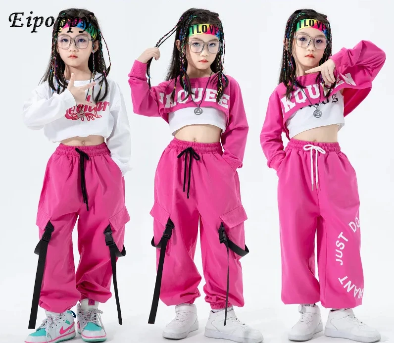 Girls Hip-hop Suit Cool Belly Button Exposed Clothing Children's Hip-hop Fashion Clothes