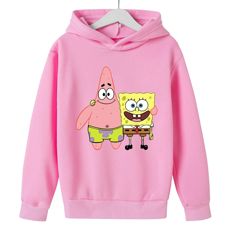 New Children\'s Cartoon Spongebob hoodies Kawaii Fashion Patrick star Sweater outdoor Sports Casual Shirt Multi boy sweatshirt