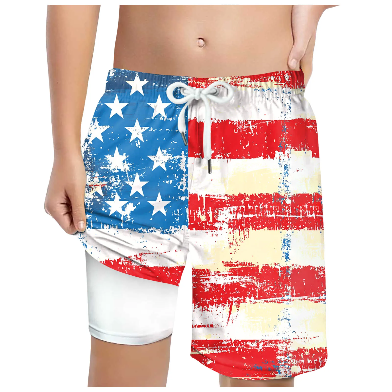 

Shorts for Kids Boys Boys Beach Pants Double Layer Swim Shorts Printed Casual Sports Shorts Shorts for Toddler Boys 2t