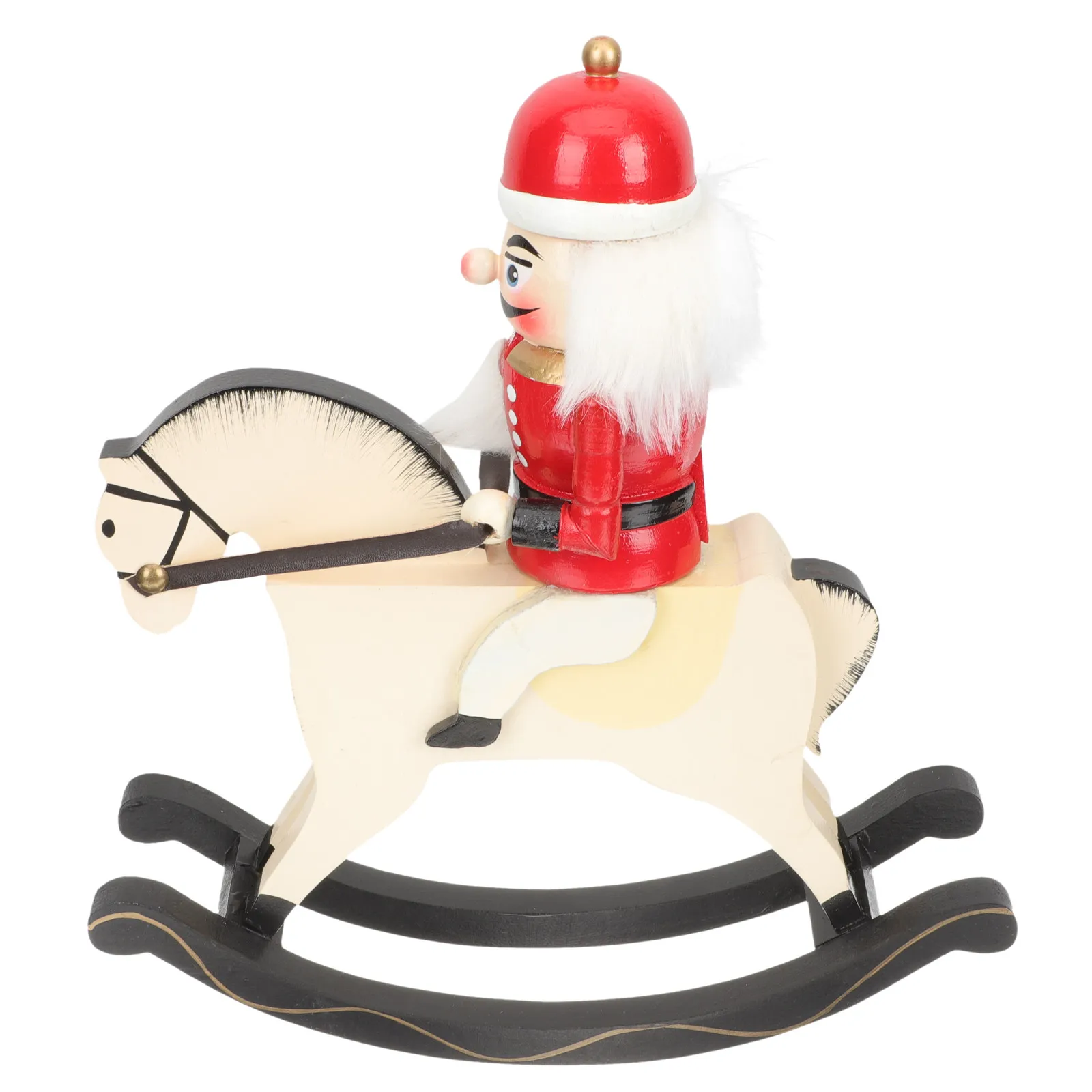 

Traditional Wooden Horse Nutcracker Christmas Decoration Home Ornament for Living Room Kitchen Office Desktop Xmas Table Top