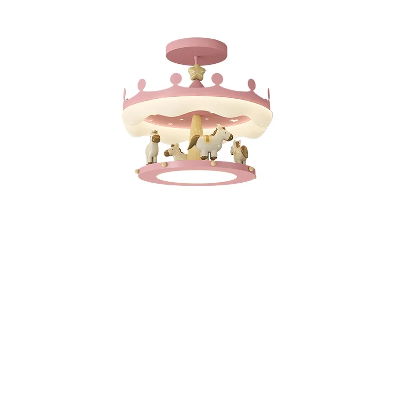 

Children's room ceiling light, carousel chandelier cartoon bear creative bedroom eye protection