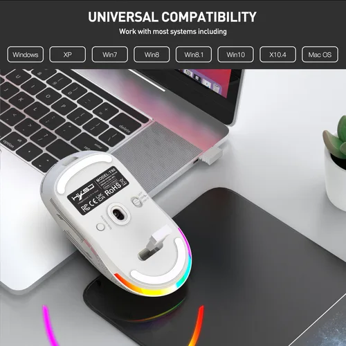 Imagen 2 del producto Ratón para juegos Bluetooth de 3 modos, recargable, 2,4G, USB, inalámbrico, retroiluminado RGB, para iPad, tableta, ordenador portátil