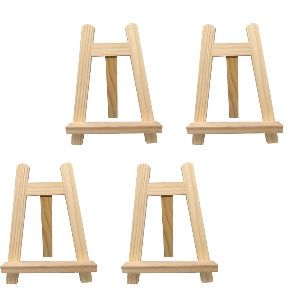 

4pcs Small Wooden Easel Smooth Painting Display Stand Photo Frame Holder Mini Rack Triangle Support Art Easel Home Storage Decor