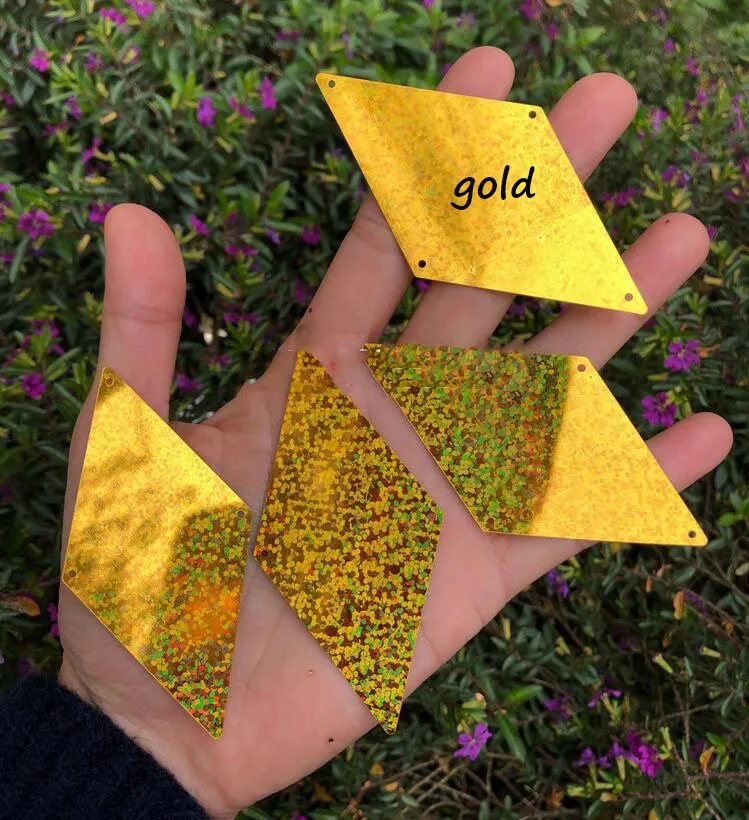 800pcs 40*80mm Diamond Shape Loose Large Holographic gold,silver for Crafts Sew DIY Hologram Bag Garment Rhombus Sequin A0063L