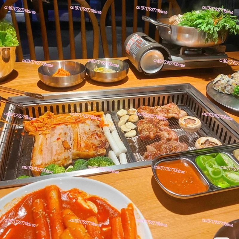 الشواء الكوري التجاري السفلي العادم مطعمة الفحم مربع شواية الكربون المتكاملة