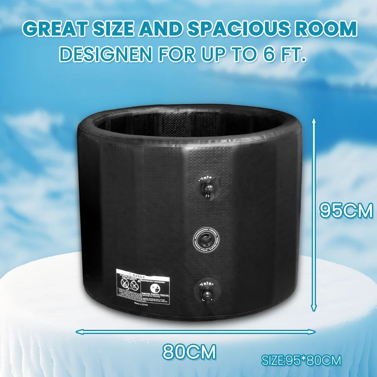 Outdoor Luxury Spa Portable PVC Cold Plunge Tub Black Ice Bath Water Therapy Inflatable Bathtub Pod Drop Stitch Design