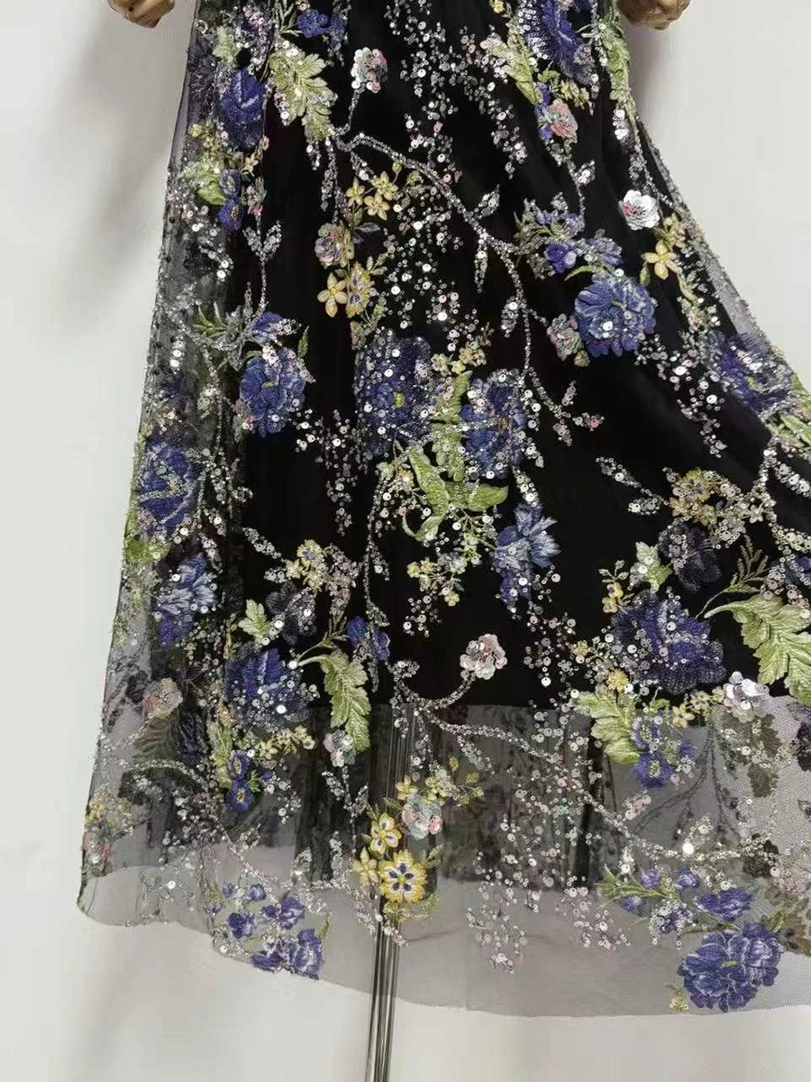 VGH Elegant Chic Black Floral Two Piece Set for Women Scarf Collar Long Sleeve Blouse High Waist Maxi Skirt Suit for Casual Wear view 6