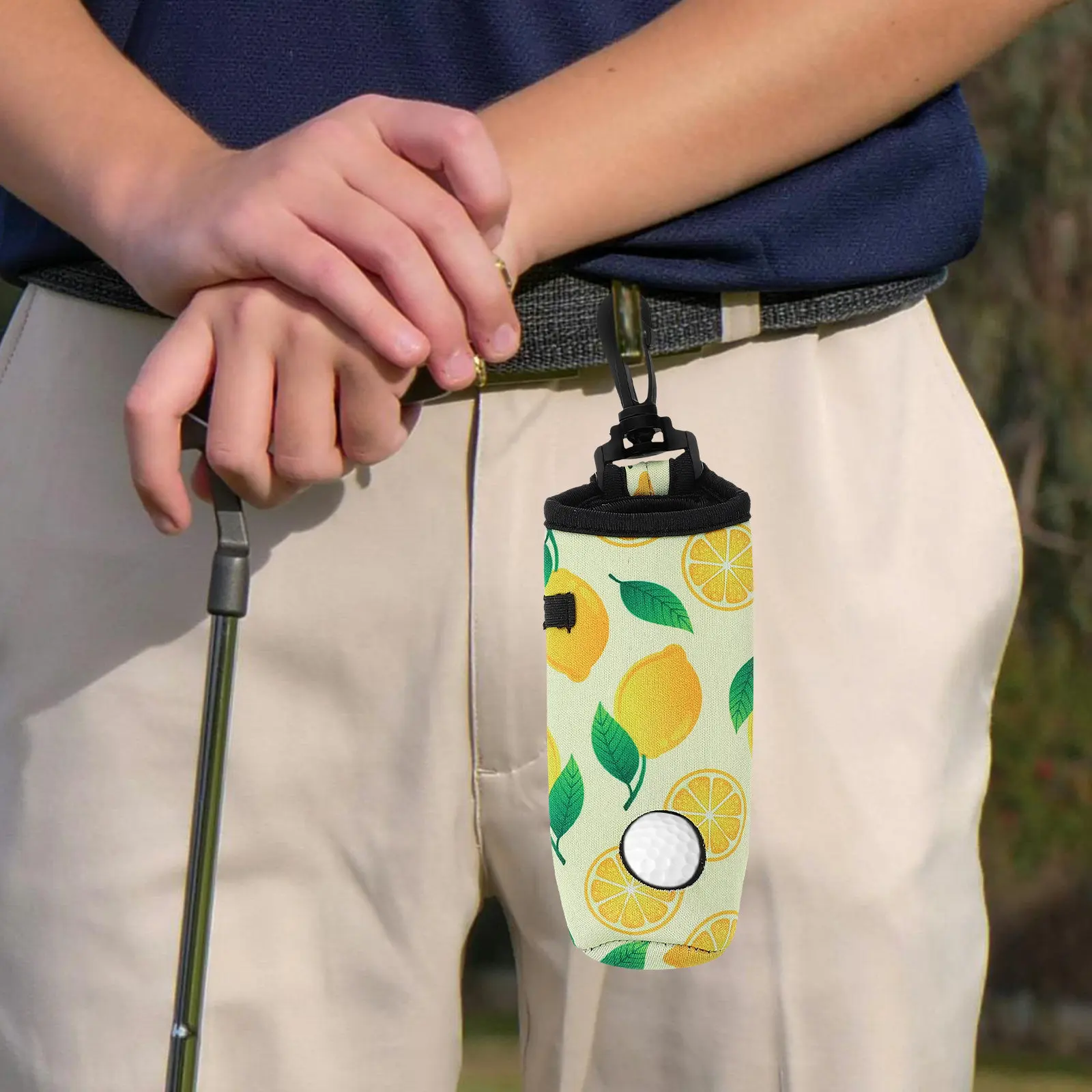 Golf Ball Waist Bag Neoprene Construction Elastic Lightweight Golfing Ball Pouch Holds 3 Balls Hanging Belt Compatible Golf