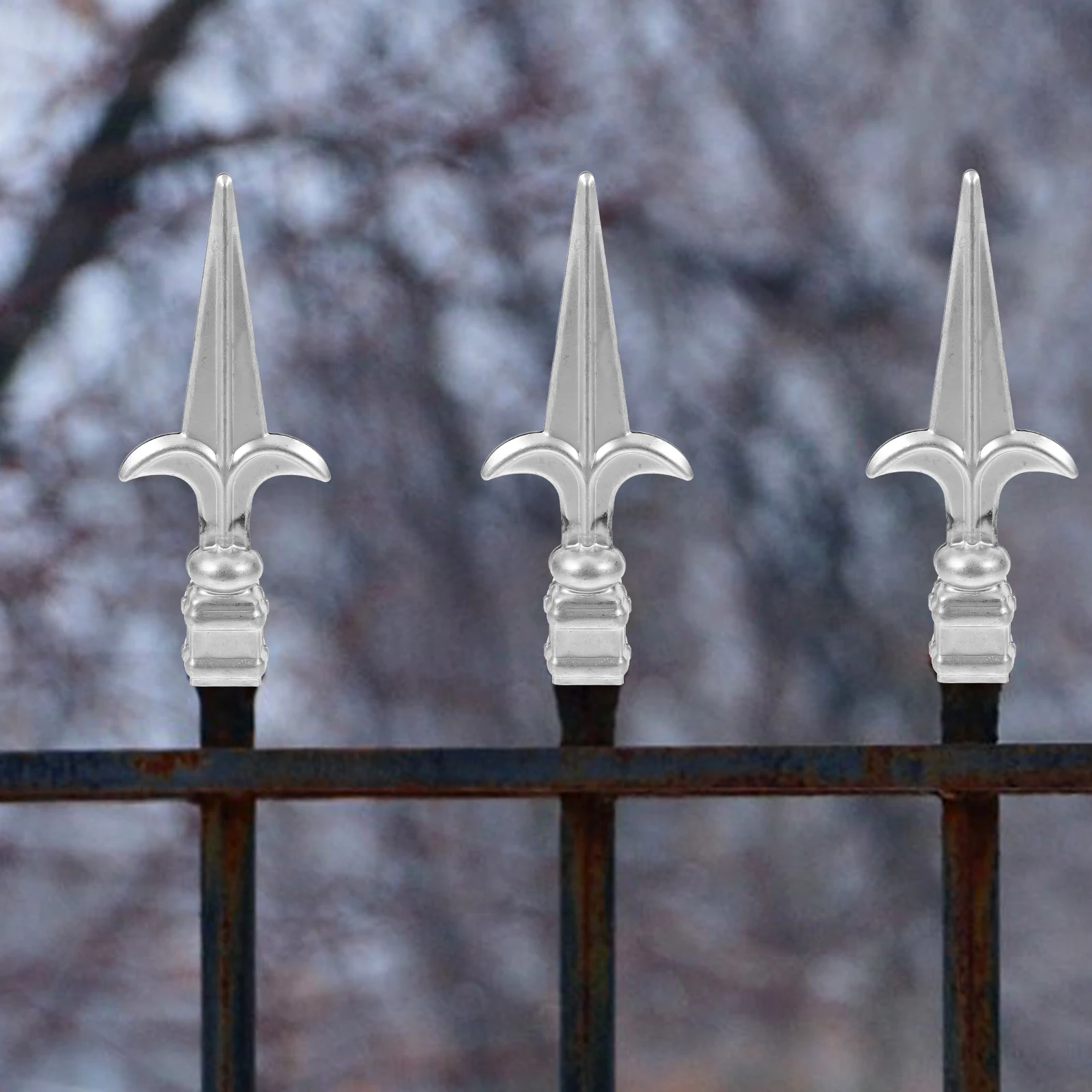 4pcs Spearhead Iron Flower Accessories 118 Hollow Steel Fence Post Caps Repair Cover Wood Finials Gate Decorative