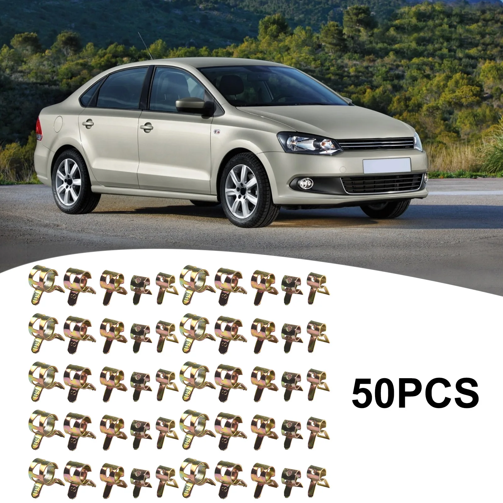 50 pçs/set braçadeiras de tubo novo 5/6/7/8/9mm carro auto primavera clipe combustível óleo mangueira água tubo braçadeira prendedor 5 tamanhos peças