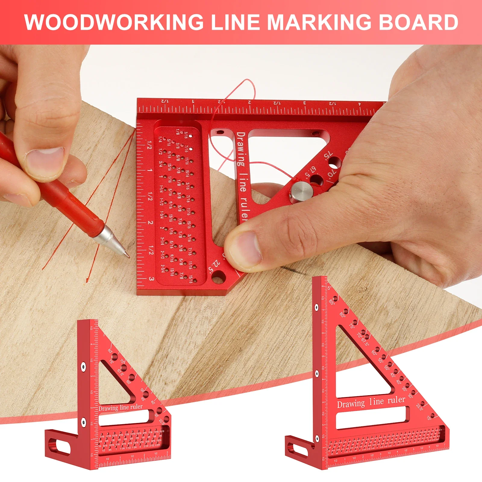 

Precision Aluminum Alloy Miter Triangle Ruler 45°/90° Woodworking Square Protractor 3D Multifunctional Measuring Tool Wood Work