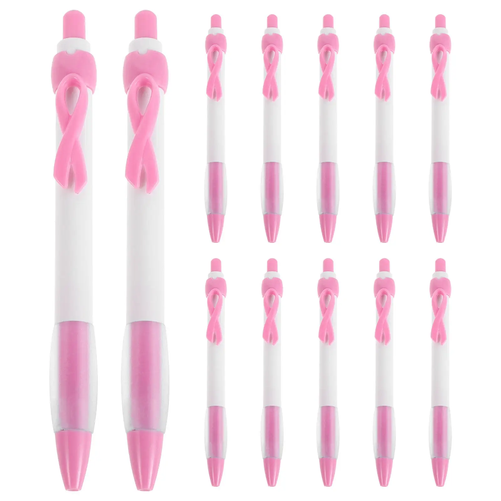 

12pcs Charity Ballpoint Pens Breast Cancer Awareness Ribbon Shaped Soft Grip Retractable Gel Ink Pen For Office School
