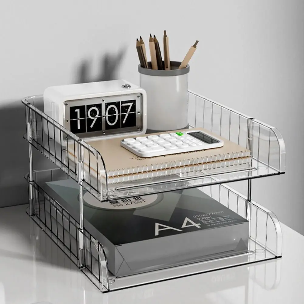 2/3 الطبقة واضح منظم سطح المكتب توفير المساحة دائم A4 ملف صينية تخزين قوي سعة كبيرة كتاب تخزين الرف الفصول الدراسية #1