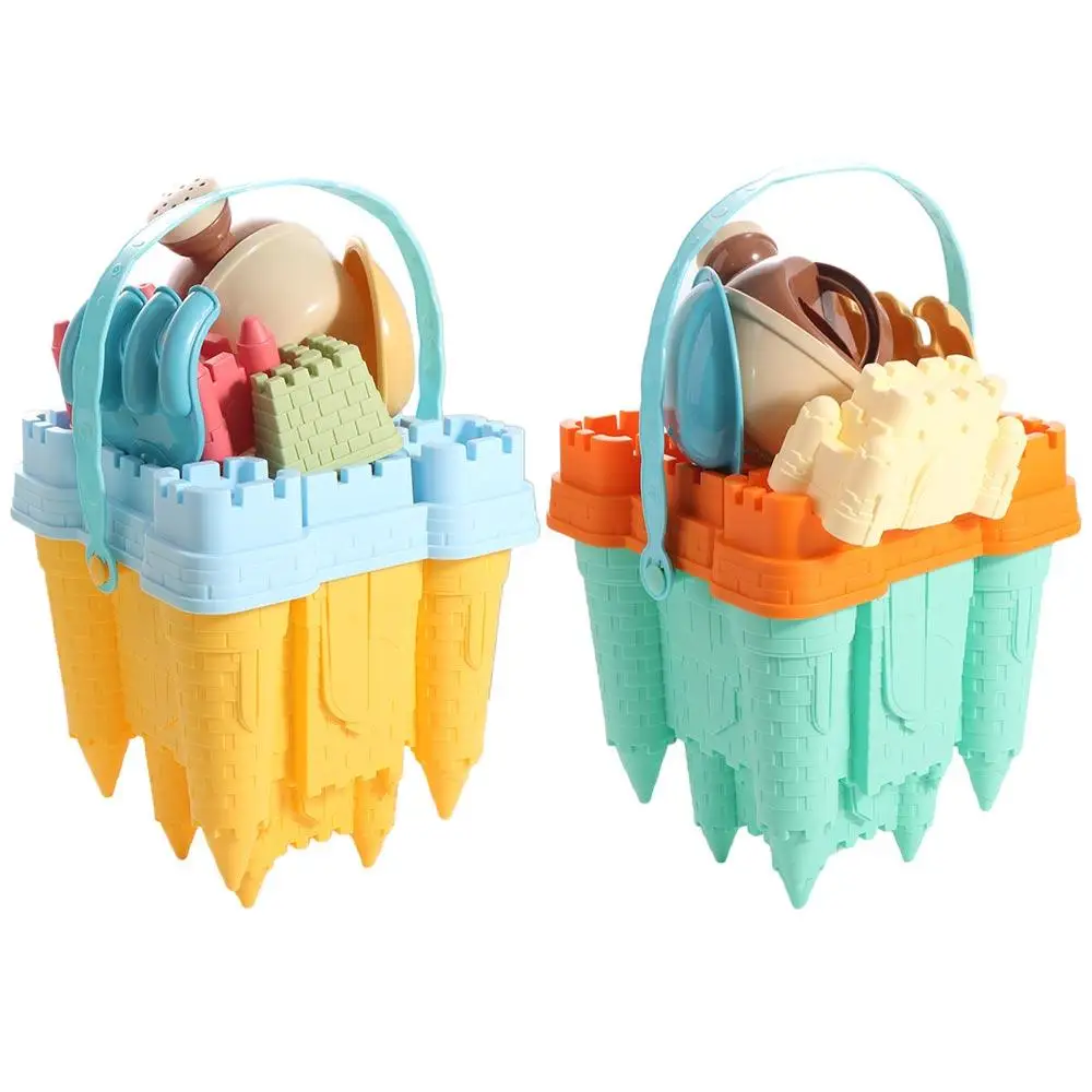 Summer Toys Beach Sand Toys Set Beach Accessories Plastic Castle Sand Mold Toy Yellow Creative Castle Bucket Play Sand Set