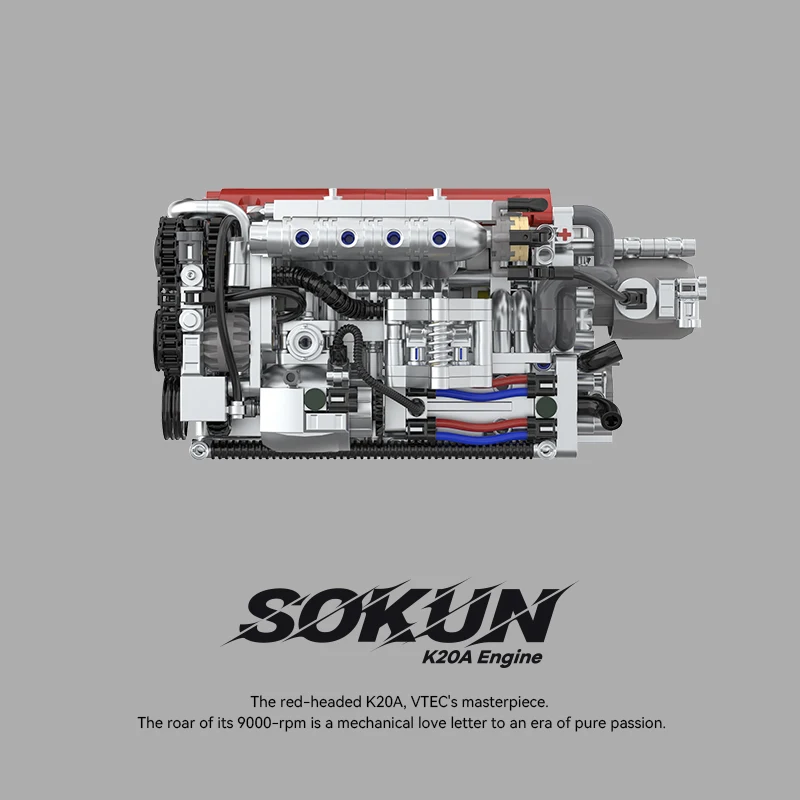 POWERBLOCK 907PCS Inline 4 Cylinder K20A Engine Model Building Blocks Kit Mechanical Assembly Toy Gift Adults/Kid Gift PB8860 - view 5