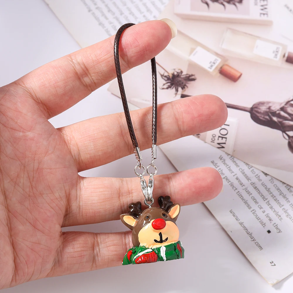 Aihua Niedlicher Schlüsselanhänger, schöner Weihnachtsbaum, Hirsch, Schneemann, Handykette für Frauen und Mädchen, Neujahr, Handtasche, Anhänger, Handyband, Geschenke – Detail 5