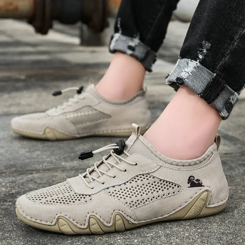 Sneakers da uomo estive scarpe Casual 2023 nuove scarpe da guida traspiranti in Mesh tinta unita per uomo Sneakers da esterno con fascia elastica