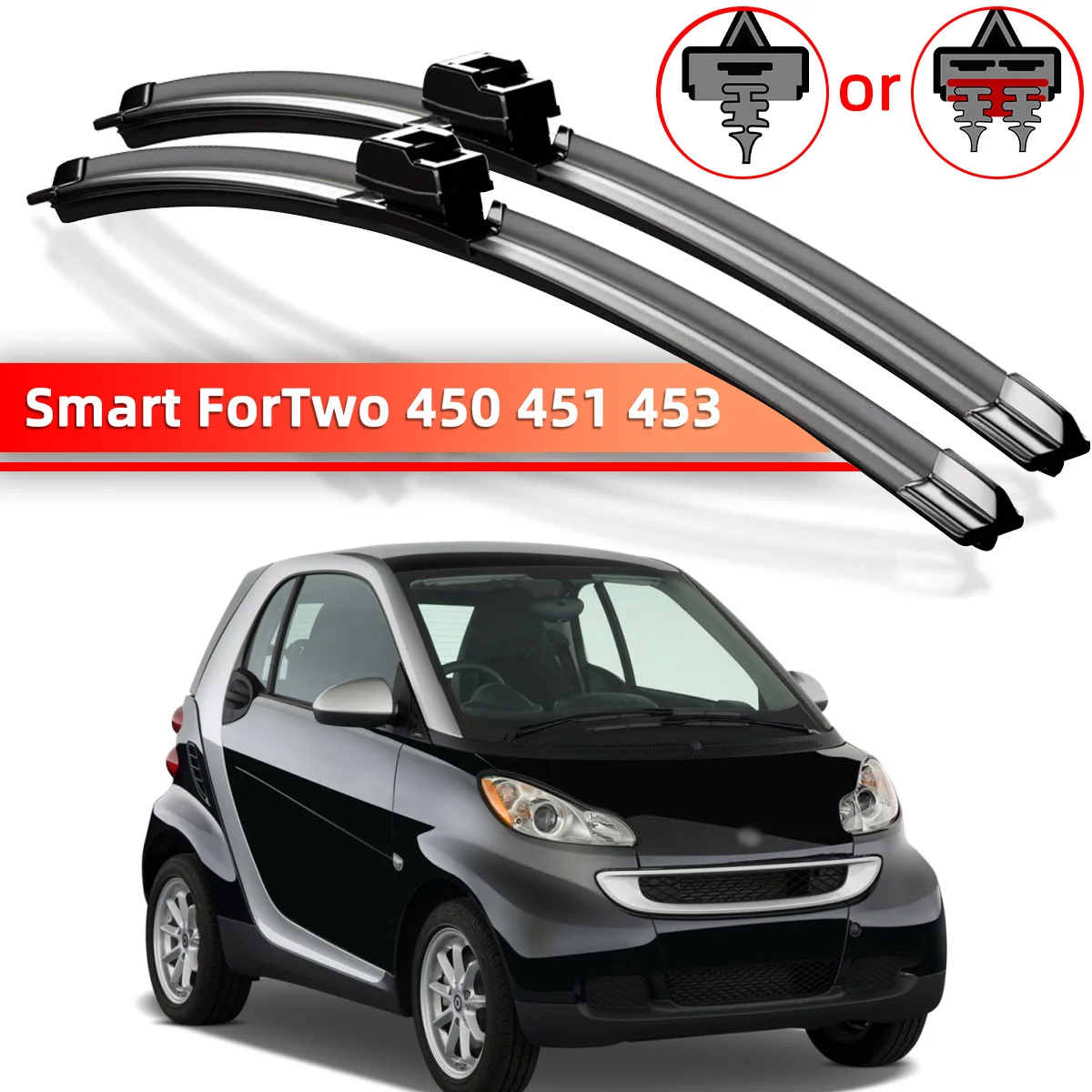 2PCS Auto Scheibenwischer Geeignet Für Smart ForTwo 450 451 453 1998-2019 Auto Scheibenwischer 2000 2004 2007 2008 2014 2018