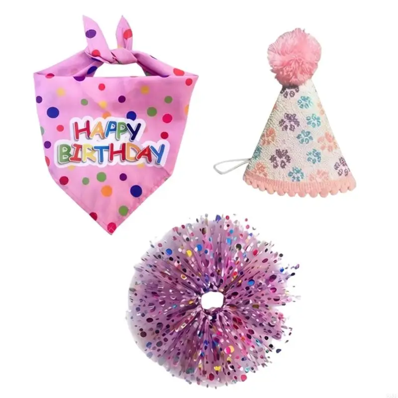 Elegant Pet Dress With Regulable Waist And Matching Birthday Cap Puppies Birth 55KF