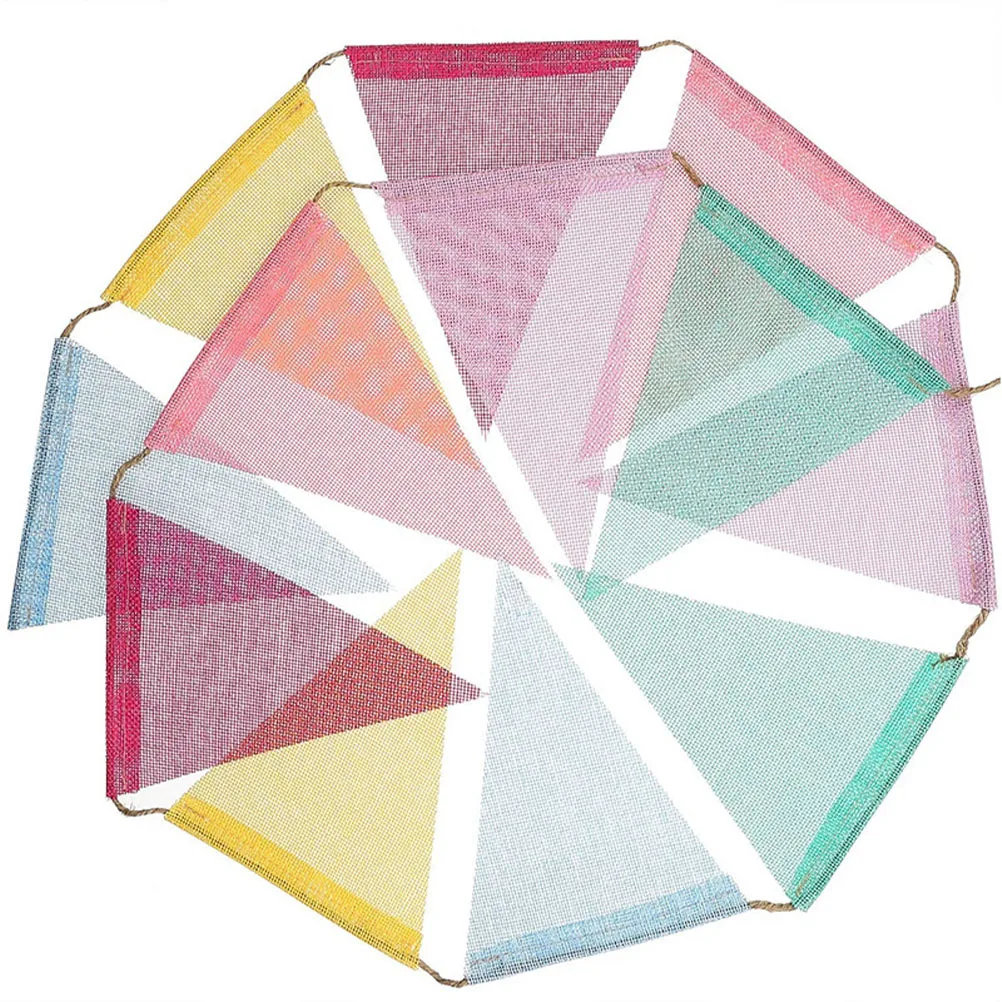 

Hanging Linen Banner Pennant Triangle Flags Wedding Party Decor Bunting Garland Hanging Banner Pennant Party Bunting