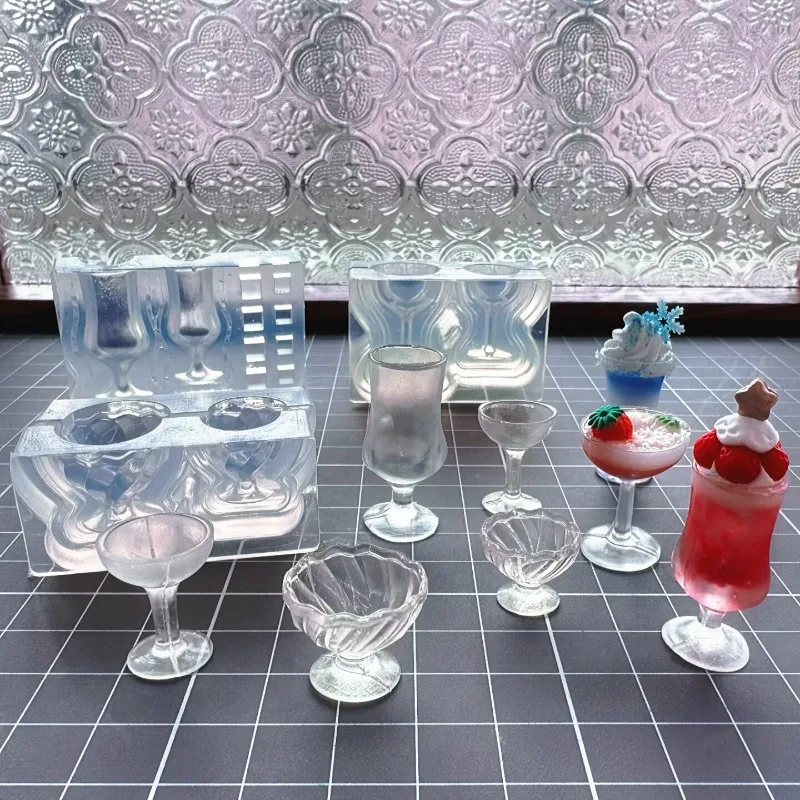 Mini Simulation Goblet/glass/milk Tea Cup Silicone Mold UV Glue Diy Dollhouse Miniature Food Toy Dessert Decoration Mold view 4