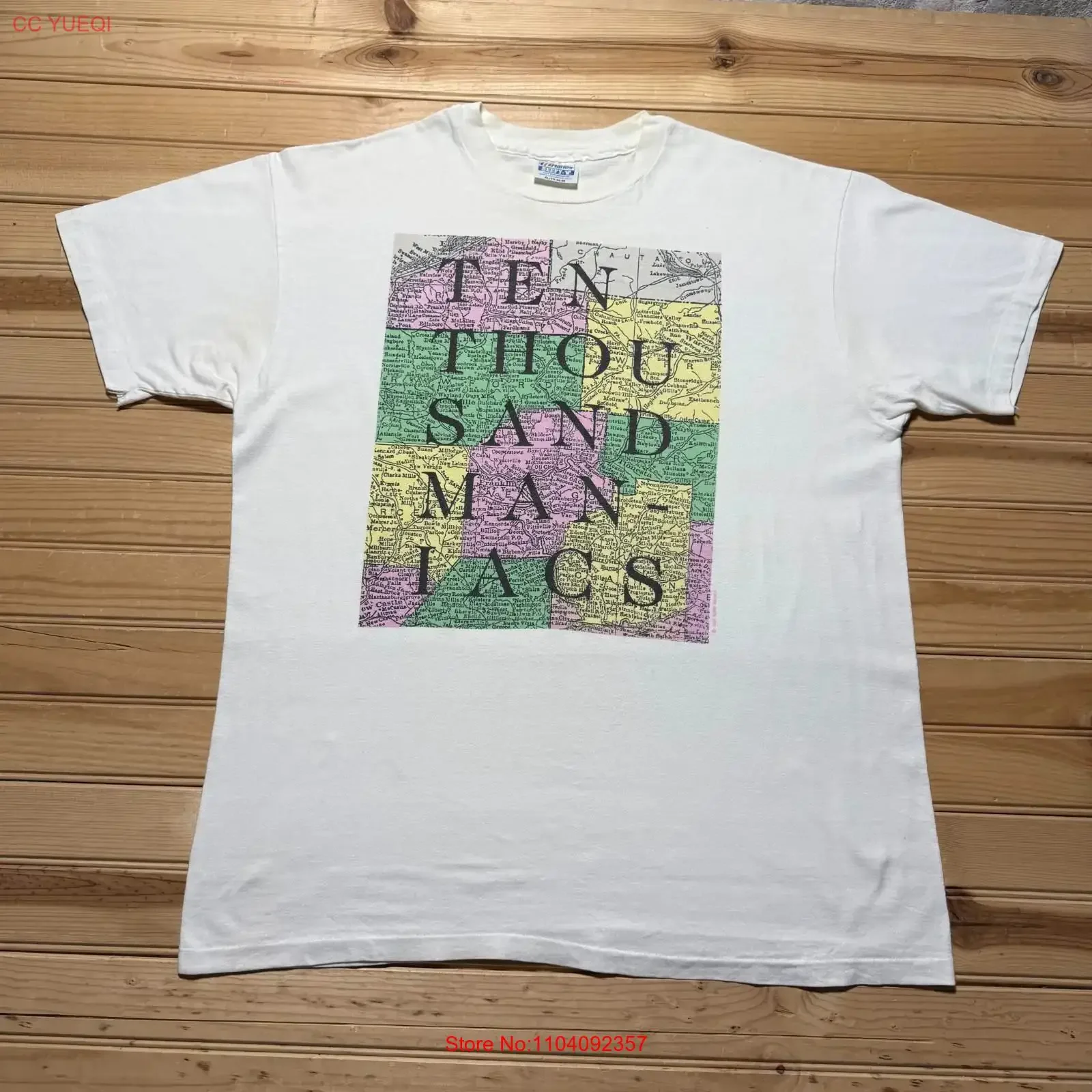 Vintage 1990 Ten Thousand Maniacs Time Capsule Tour Map T Shirt USA XL vintage Washed Soft Stylish Casual graphic