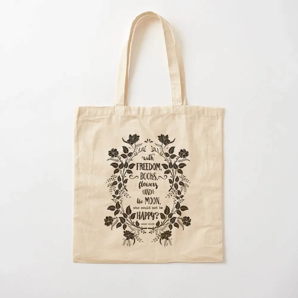 Freedom & Books & Flowers & Moon Tote Bag canvas shopping bag tote bag canvas bags luxury women