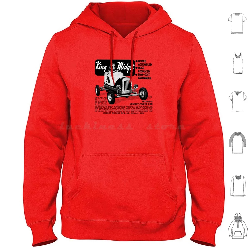 King Midget Kit Car-Low Cost Automobile-Advert Hoodie cotton Long Sleeve Advert Colourful 1950S 1960S 1970S 50S 60S 70S Retro