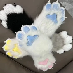 Fursuit Kigurumi Cat Paws Cartoon Plush Cosplay Traje, Kig, unhas garras de tigre, luvas de dedo completo, Story Tell, 2pcs, em estoque