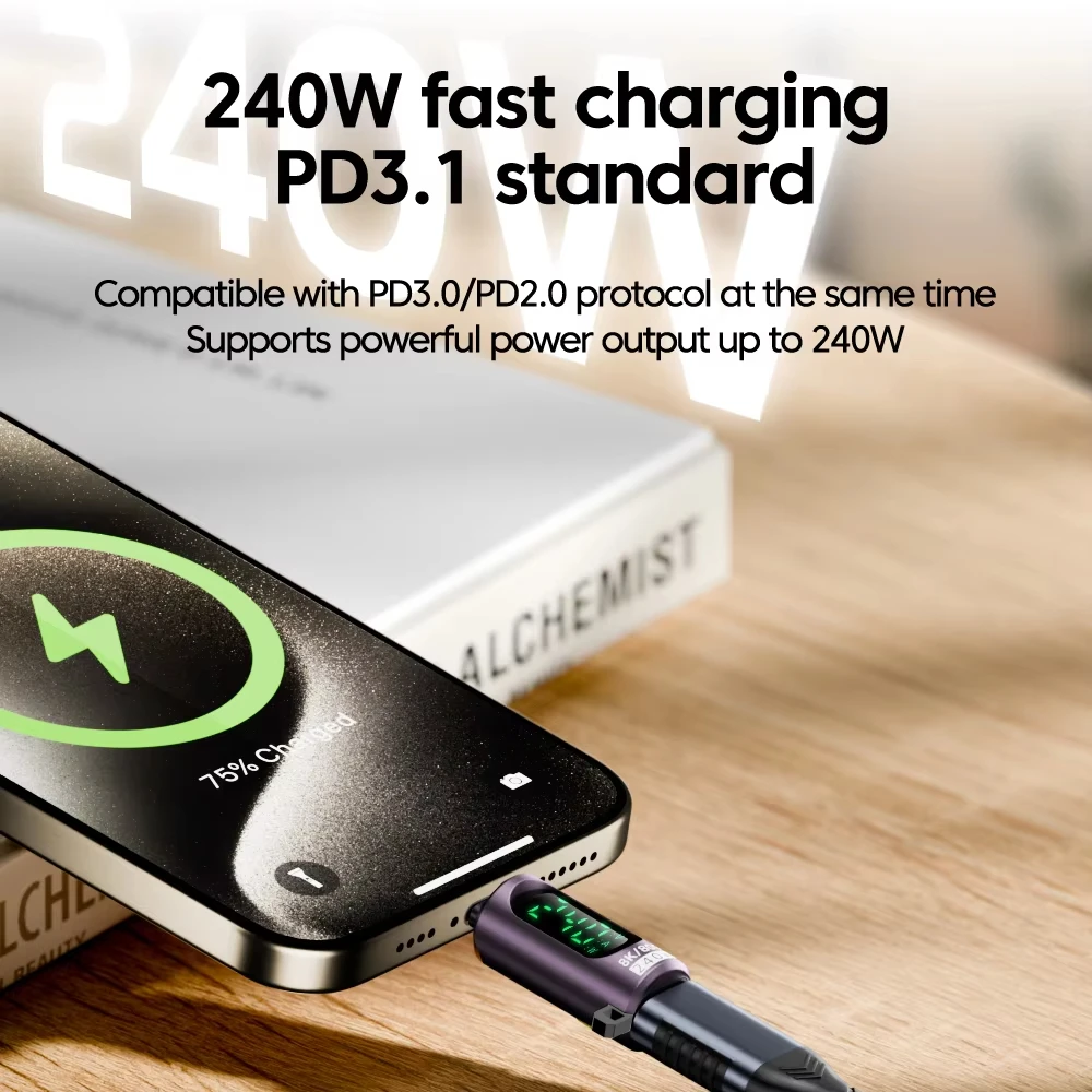 NNBILI PD 240 واط شاشة ديجيتال OTG شحن سريع نوع C محول 80Gbps USB C OTG موصل آيفون 17 16 15 سامسونج دعوة الموسيقى #4