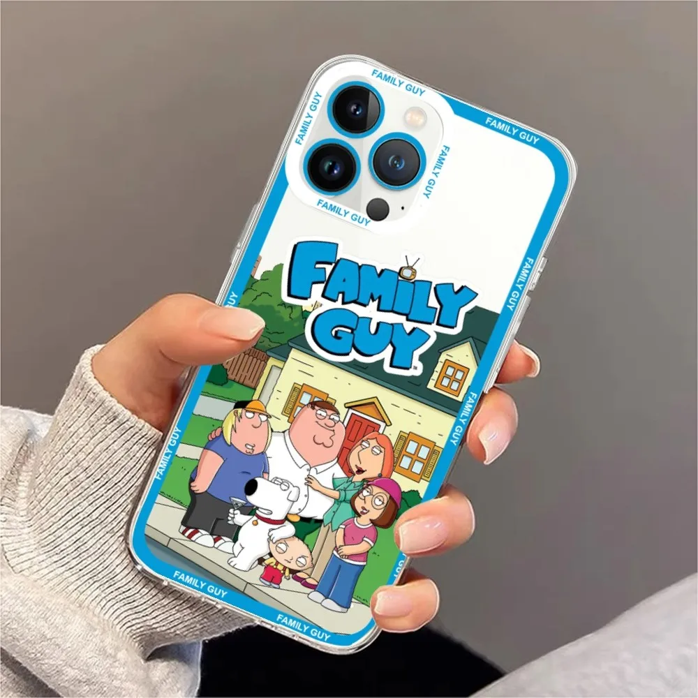 Cartoon F-Family Guy Phone Case For Samsung S20 S21 S22 S23  Ultra Plus S10 Transparent Border Shell