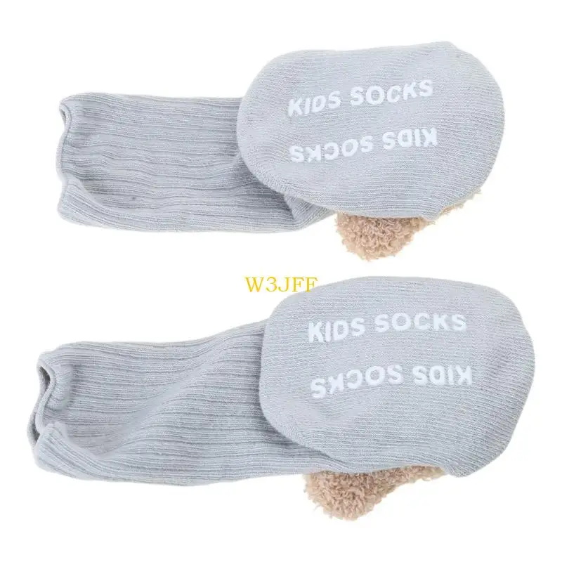 W3JF Baby Cartoon Floor Socks Nonslip Swees Socks Soft Firstwalker Socks Dark