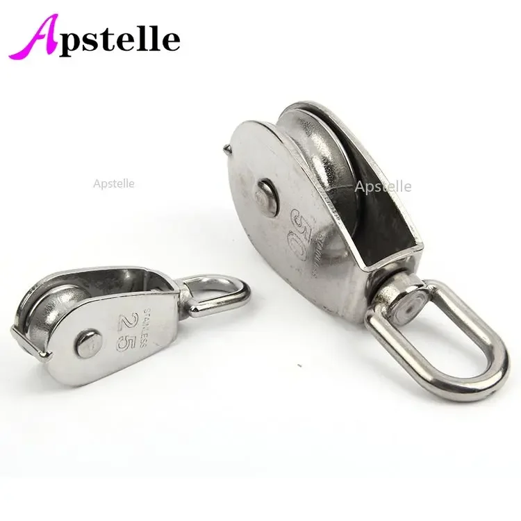 Apstelle Cable Single Pulley Block Stainless Steel Hanging Wire Towing Lifting Rope Wheel Marine Boat Pulley Blocks for Kayak