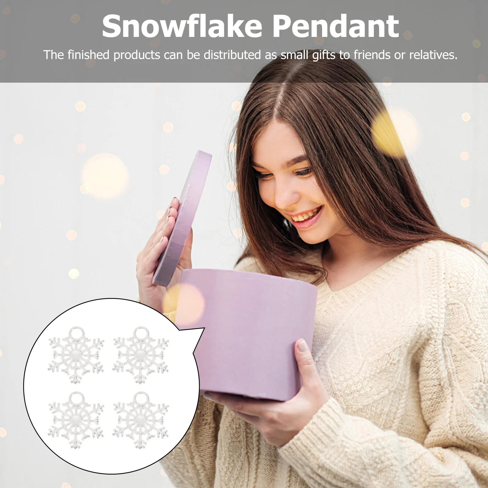 

50Pcs Snowflake Pendant Charms for DIY Jewelry Making Handbag Key Chain Decoration Christmas Xmas Craft Embellishments