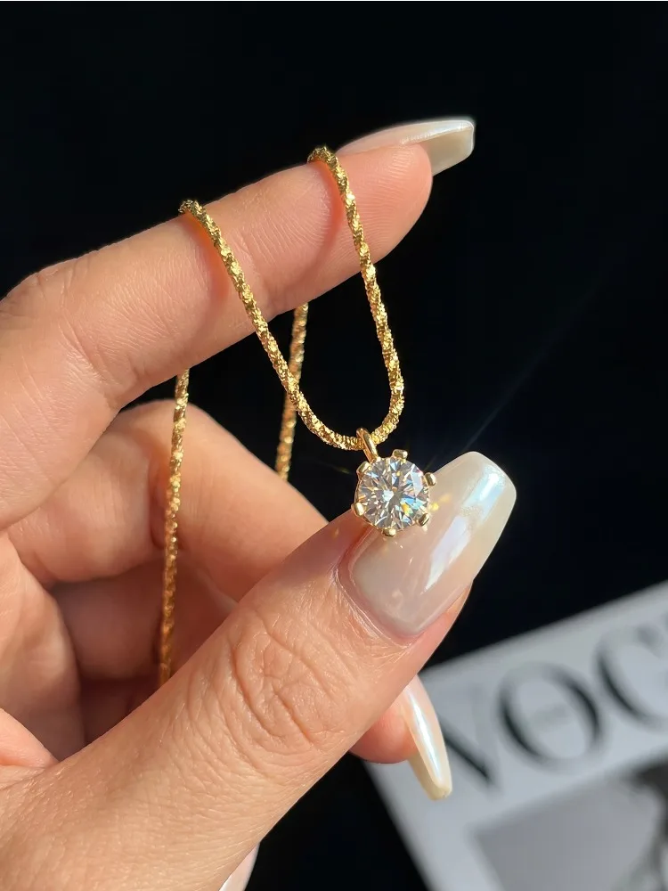 GRA Fashion Real 1CT Moissanite Diamond Cross Pendants Necklace for Women 925 Sterling Silver Engagement Anniversary Jewelry