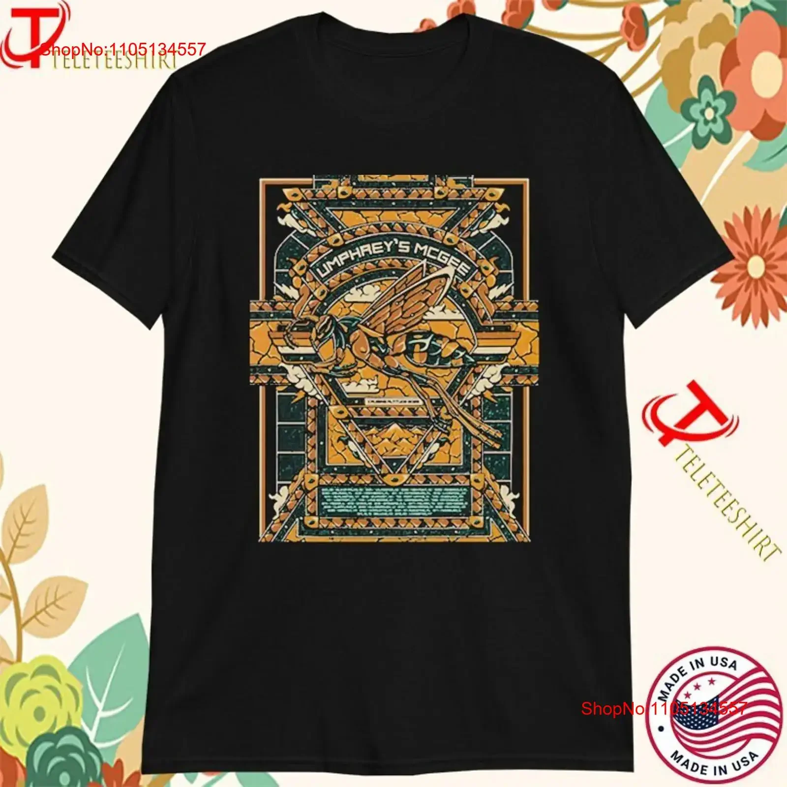 

Футболка Umphrey s McGee Cruising Altitude 2025 с датами тура и пчелой, винтажная стираная футболка с рисунком, дышащая модельерская одежда