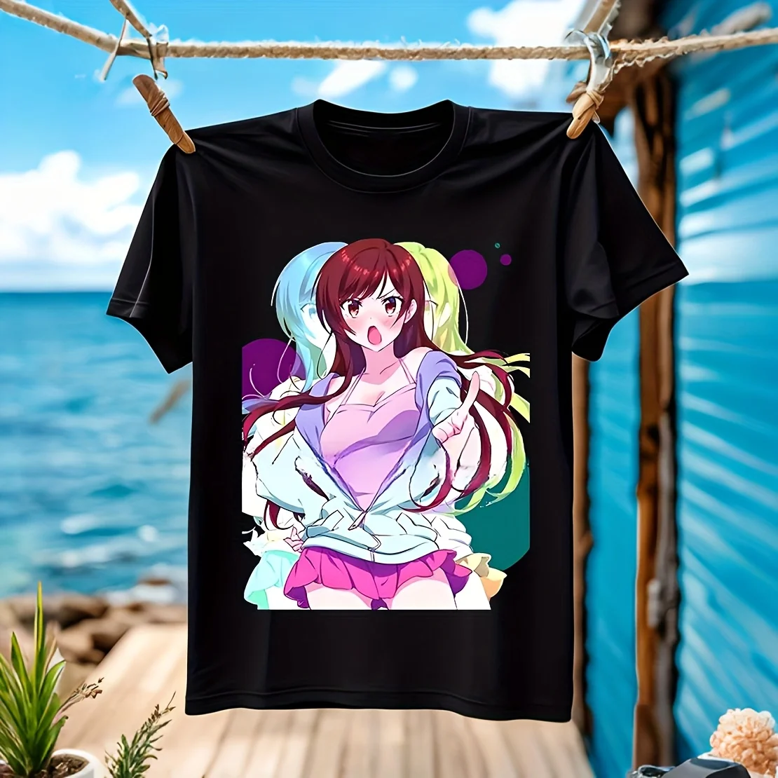 

Anime, Oversized Fit, Vibrant Print Men's T-shirt 100% Cotton Casual Breathable Confortable casual daily wear available in vario