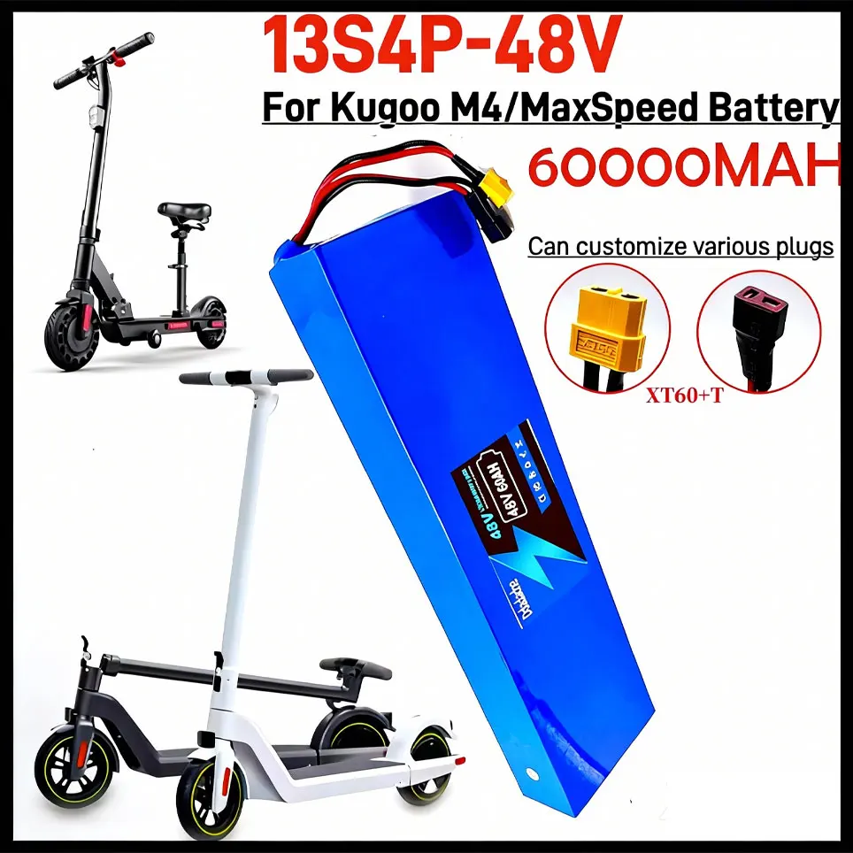 Paquete de baterías 13S4P 48V para Kugoo M4/M4Pro/MaxSpeed, 60000mAh, para scooter eléctrico, paquete de baterías 18650 con BMS integrado