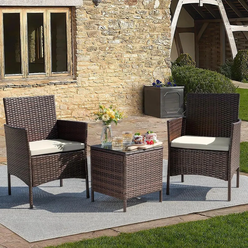 

Polyethylene (PE) Wicker 2 - Person Seating Group with Cushions outdoor furniture set patio garden chair