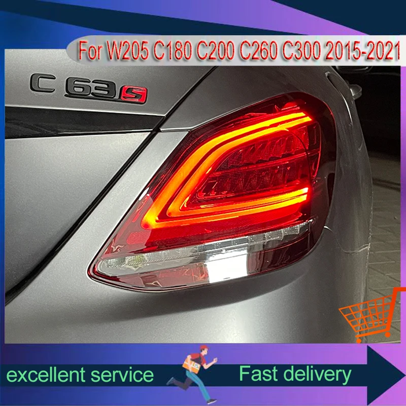 Auto Tailight For Mercedes Benz W205 C180 C200 C260 C300 2015-2021 Refit Assembly New Style LED DRL Dynamic Turn Signal Light