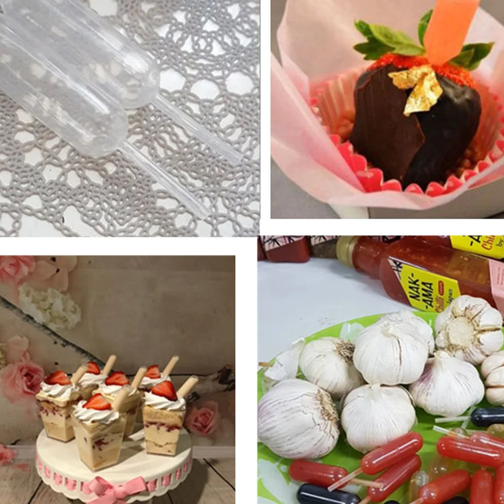 

150 Pcs Love Straw Injection Dropper for Dessert 4ML Cake Heart Shape Baking Supplies Disaposable Cream Ice