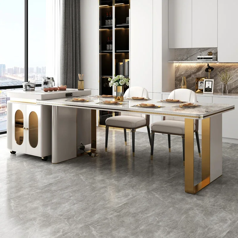 

Роскошный обеденный стол в вестибюле отеля, выдвижной центр, гостиная, продукты, Lslands, ножки, металлическая водонепроницаемая мебель Mesas De Jantar