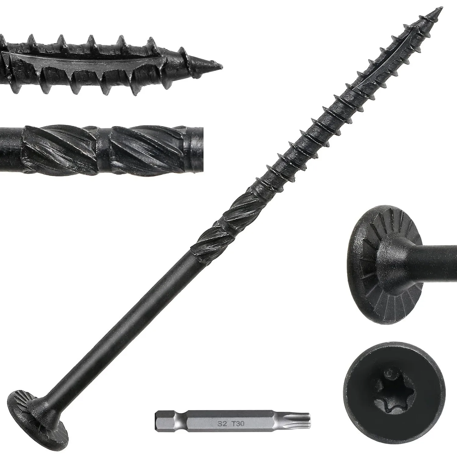 

Wood Structural Lag Screws 300Pcs Star Drive Decking Screws, Rust Ristant Timber Screws for TimberLogLandscaping Woo