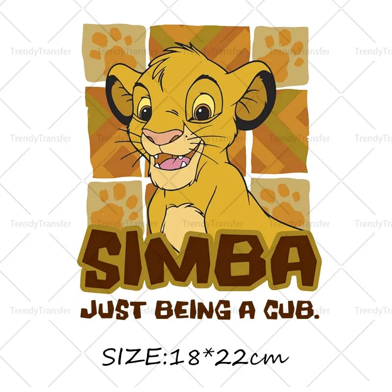 Lion King Simba Cartoon Anime Iron on transfers Thermal Print for Tshirts Clothes Hoodies Waterproof Ironing stickers