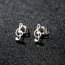 1 Pair Mini Music Earrings Stainless Steel Lovely Small Ear Studs for Women Charm Musical Note Earring Jewelry gift