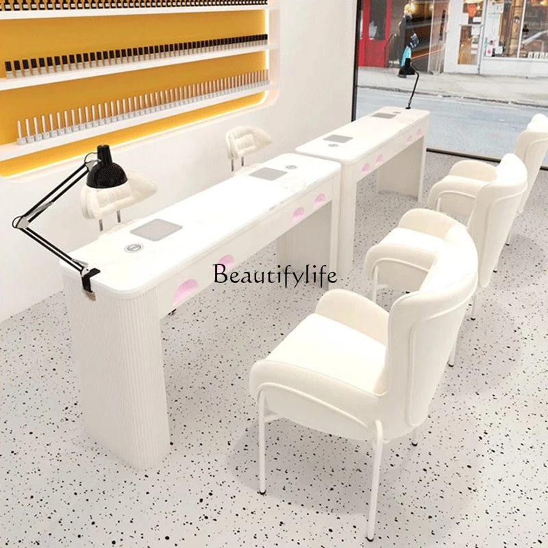 

French Multifunctional Nail Table Profesional Luxury Modern Minimalist Manicure Table With Dust Collector Design Mesa Furniture