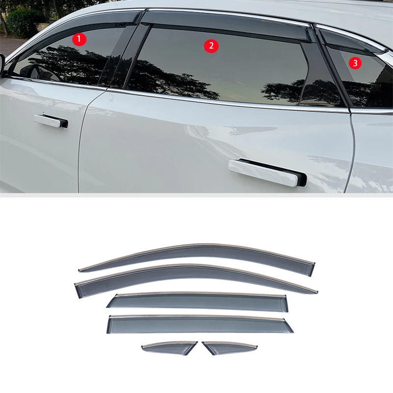 Car Accessories For Changan UNIK 2021-2023 ABS black waterproof Door Window Visor Vent Shades Sun Rain Guard 6PCS